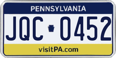 PA license plate JQC0452