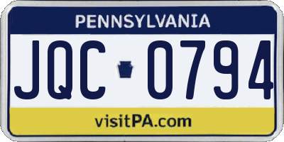 PA license plate JQC0794