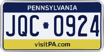 PA license plate JQC0924