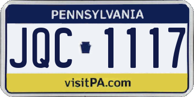 PA license plate JQC1117