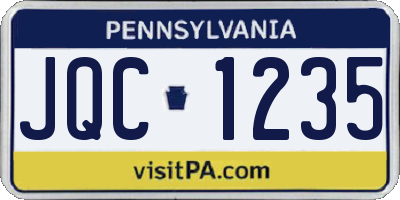 PA license plate JQC1235