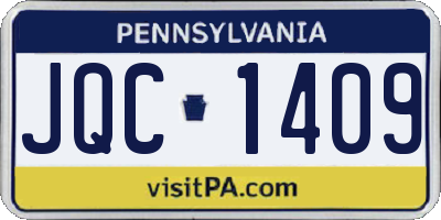 PA license plate JQC1409
