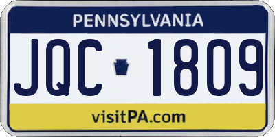 PA license plate JQC1809