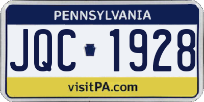 PA license plate JQC1928
