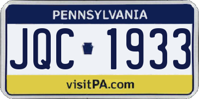 PA license plate JQC1933
