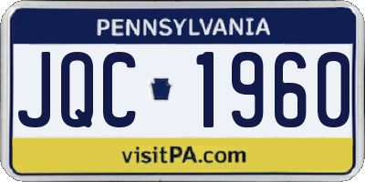 PA license plate JQC1960