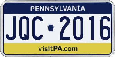 PA license plate JQC2016