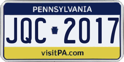 PA license plate JQC2017