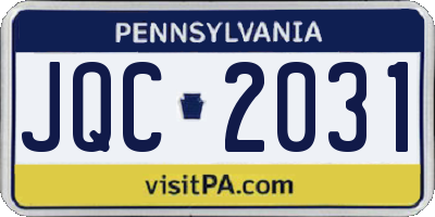 PA license plate JQC2031