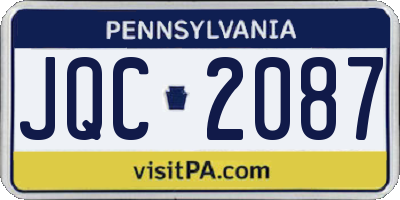 PA license plate JQC2087