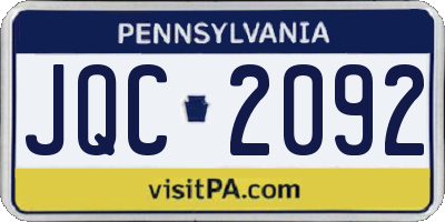 PA license plate JQC2092