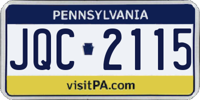 PA license plate JQC2115