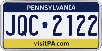 PA license plate JQC2122