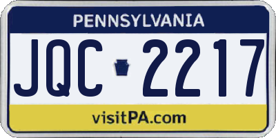 PA license plate JQC2217