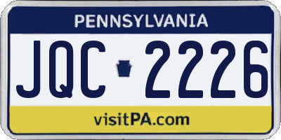 PA license plate JQC2226