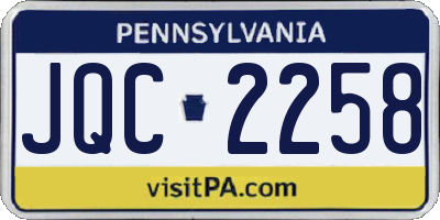 PA license plate JQC2258