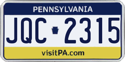 PA license plate JQC2315