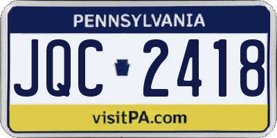 PA license plate JQC2418