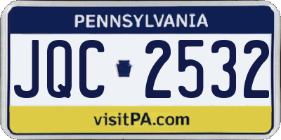 PA license plate JQC2532