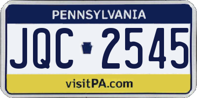 PA license plate JQC2545