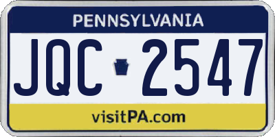 PA license plate JQC2547