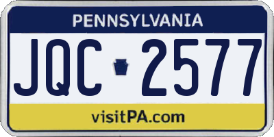 PA license plate JQC2577