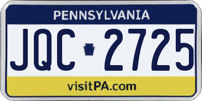 PA license plate JQC2725