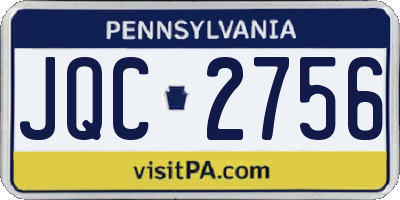PA license plate JQC2756