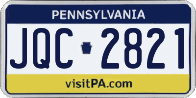 PA license plate JQC2821
