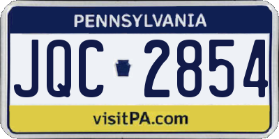 PA license plate JQC2854