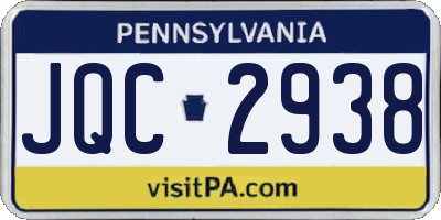 PA license plate JQC2938