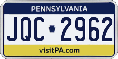 PA license plate JQC2962