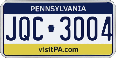 PA license plate JQC3004