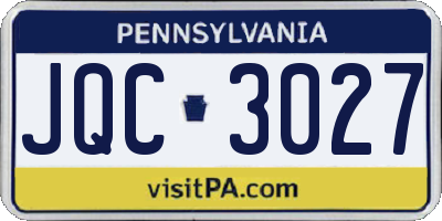 PA license plate JQC3027