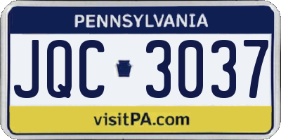 PA license plate JQC3037