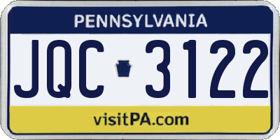 PA license plate JQC3122