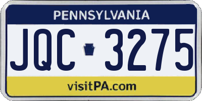 PA license plate JQC3275