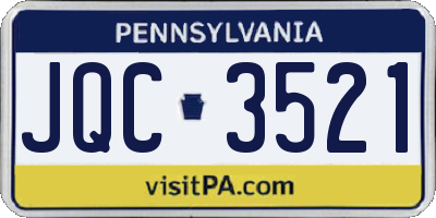 PA license plate JQC3521