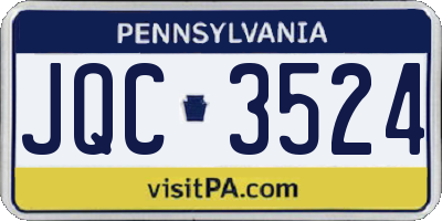 PA license plate JQC3524