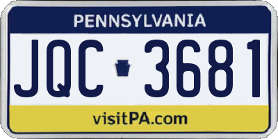 PA license plate JQC3681