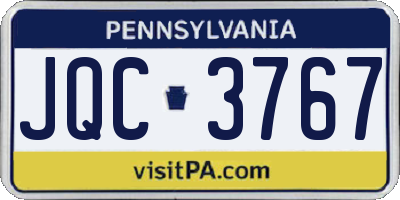 PA license plate JQC3767