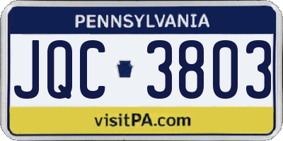 PA license plate JQC3803