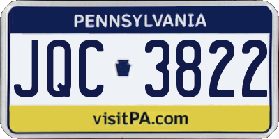 PA license plate JQC3822