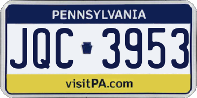 PA license plate JQC3953