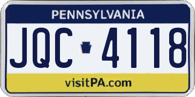 PA license plate JQC4118