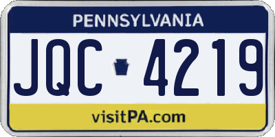 PA license plate JQC4219