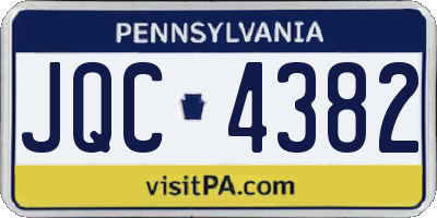 PA license plate JQC4382