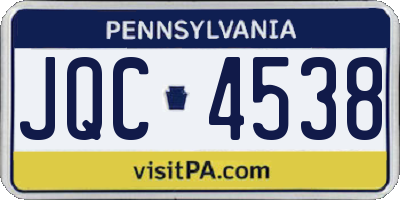 PA license plate JQC4538