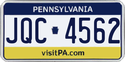 PA license plate JQC4562