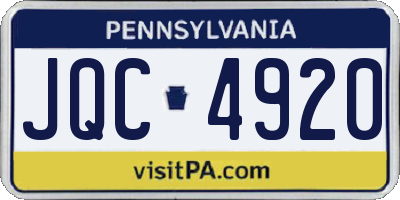 PA license plate JQC4920